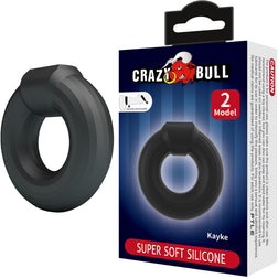 Cockring silicone style BULL Ø 25 mm — Kayke M2 en Silicone noir vu de face