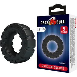 Cockring silicone standard Ø 28 mm — Laiden M5 en Silicone noir vu de face