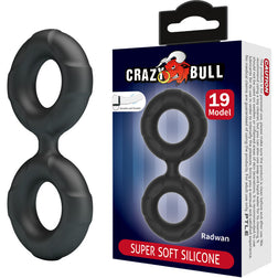 Cockring silicone forme 8 double anneau Ø 21 mm — Radwan M19 noir vu de face