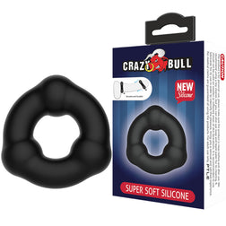 Cockring silicone stimulant en Silicone noir vu de face pour un plaisir sensuel ou intense