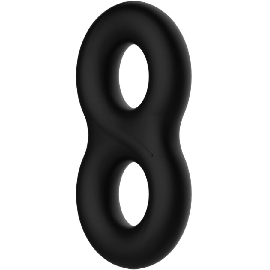 Cockring silicone double forme infinity pour verge et testicules — gros plan