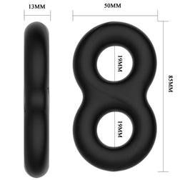 Cockring silicone double forme infinity pour verge et testicules — emballage