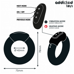 Cockring Vibrant chauffant 40 mm télécommande - vue arrière produit