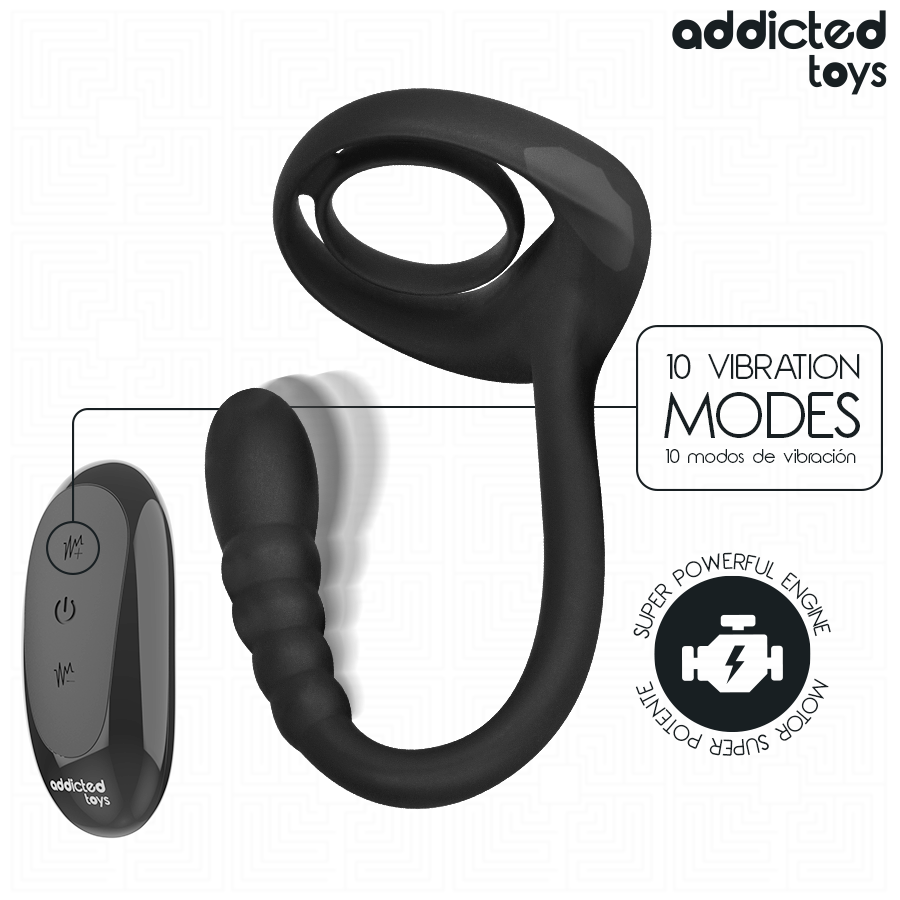 Cockring vibrant avec stimulateur prostate à boules — en situation