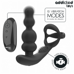 Plug anal Vibrant bulbeux cockring intégré - vue détaillée produit