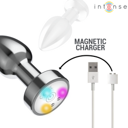 Plug vibrant  métal chromé avec LED RGB et télécommande — taille S