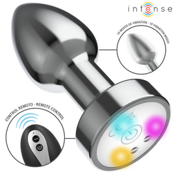 Plug vibrant  métal chromé avec LED RGB et télécommande — taille S