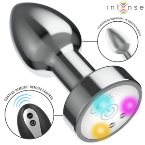 INTENSE PLUG ANAL VIBRANT EN METAL AVEC LUMIERES LED ET TELECOMMANDE TAILLE M