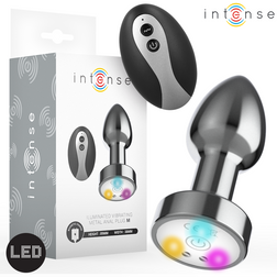 Plug anal vibrant en métal avec LED multicolores — vue de face