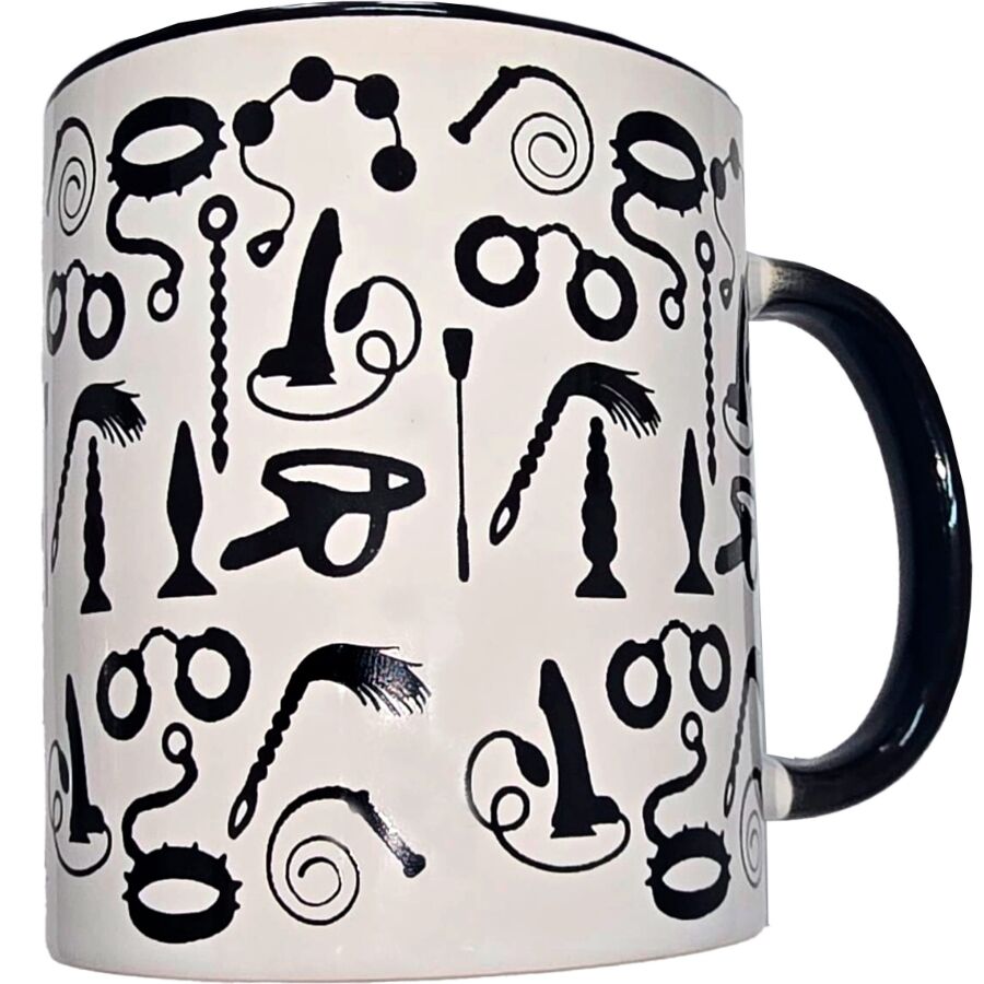 DIABLO PICANTE TASSE BONDAGE BLANCHE AVEC ANSE NOIRE 370 ML
