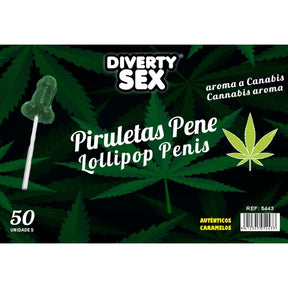 DIABLO GOLOSO 50 SUCETTES PENIS AROME CANNABIS