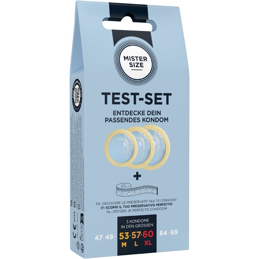 MISTER SIZE KIT DE TEST 3 PRESERVATIFS DE TAILLES DIFFERENTES MELANGE A POINTS