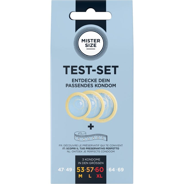 MISTER SIZE KIT DE TEST 3 PRESERVATIFS DE TAILLES DIFFERENTES MELANGE A POINTS