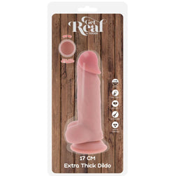 Gode réaliste double densité 17 cm avec testicules — emballage