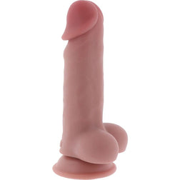 Gode réaliste double densité 17 cm avec testicules — vue de profil