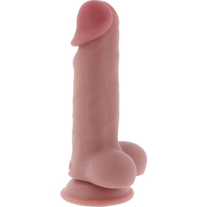 Gode réaliste double densité 17 cm avec testicules — vue de profil