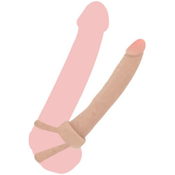 Gode sur sangle pour double pénétration silicone 16 cm — Double Trouble — vue de face