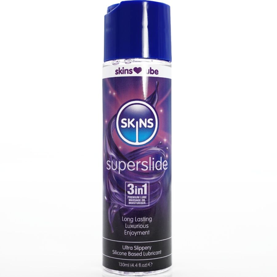 Lubrifiant silicone 3-en-1 lube massage soin 130 ml — Skins Superslide · Skins · Lubrifiants base silicone