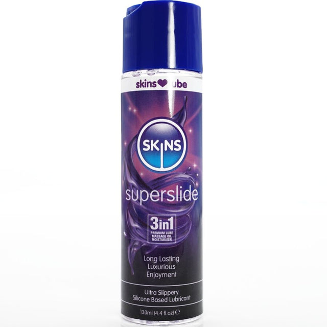 Lubrifiant silicone 3-en-1 lube massage soin 130 ml — Skins Superslide · Skins · Lubrifiants base silicone