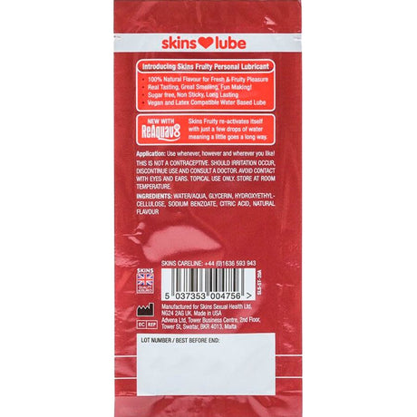 Lubrifiant eau aromatisé fraise sachet 5 ml — emballage