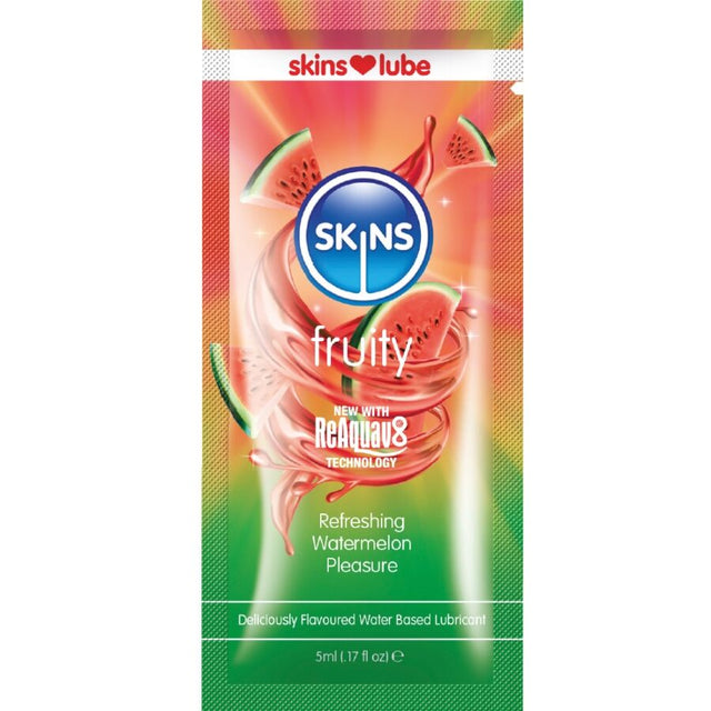 Lubrifiant eau aromatisé pastèque sachet 5 ml — Fruity Watermelon · Skins · Lubrifiants aromatisés
