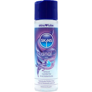 Flacon de lubrifiant anal hybride eau et silicone Skins Anal 130 ml.