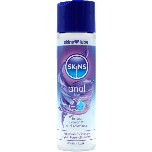 Flacon de lubrifiant anal hybride eau et silicone Skins Anal 130 ml.