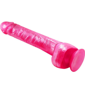 Base ventouse et testicules moulés du gode réaliste rose