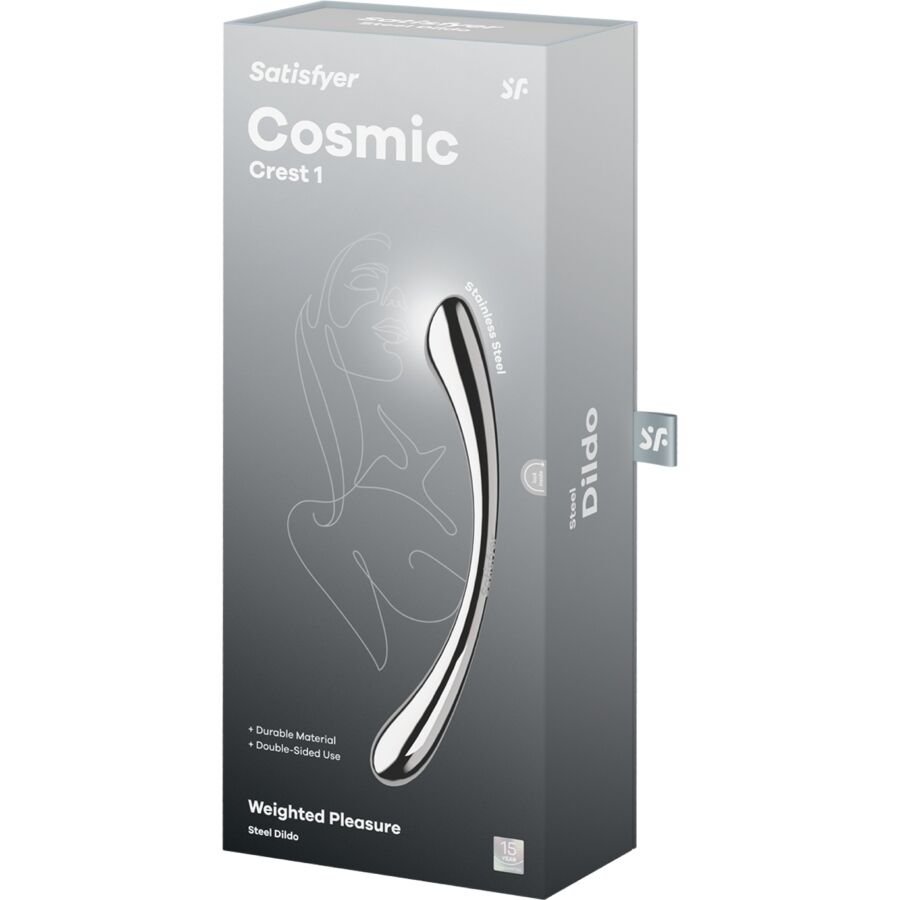 SATISFYER COSMIC CREST 1 GODEMICHET DOUBLE EXTREMITE EN ACIER INOXYDABLE
