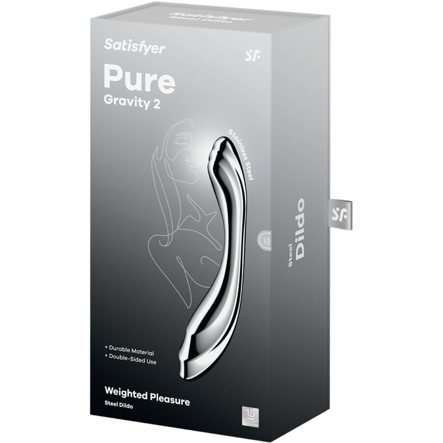 SATISFYER PURE GRAVITY 2 GODEMICHET DOUBLE EXTREMITE EN ACIER INOXYDABLE