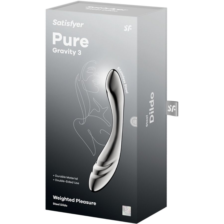 SATISFYER PURE GRAVITY 3 GODEMICHET DOUBLE EXTREMITE EN ACIER INOXYDABLE