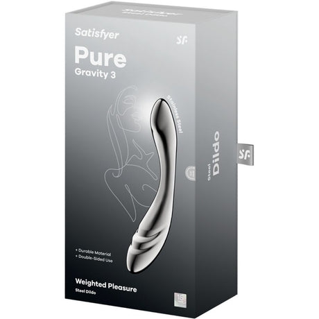 SATISFYER PURE GRAVITY 3 GODEMICHET DOUBLE EXTREMITE EN ACIER INOXYDABLE
