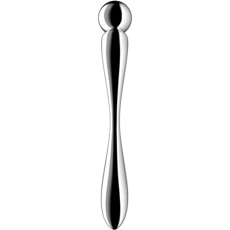 Gode acier inox double embout sinueux — gros plan