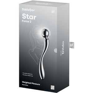 Gode acier inox double embout sinueux — vue de profil
