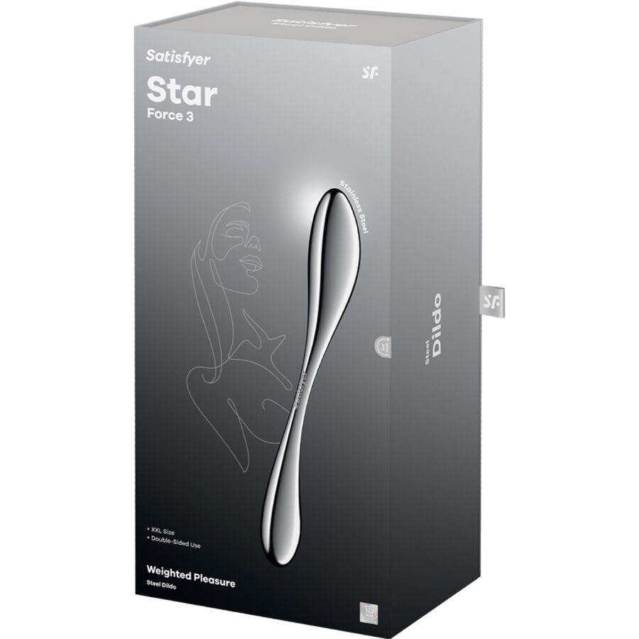 SATISFYER STAR FORCE 3 GODEMICHET DOUBLE EN ACIER INOXYDABLE