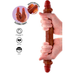 Double dong dual density réaliste 35 cm — vue de profil