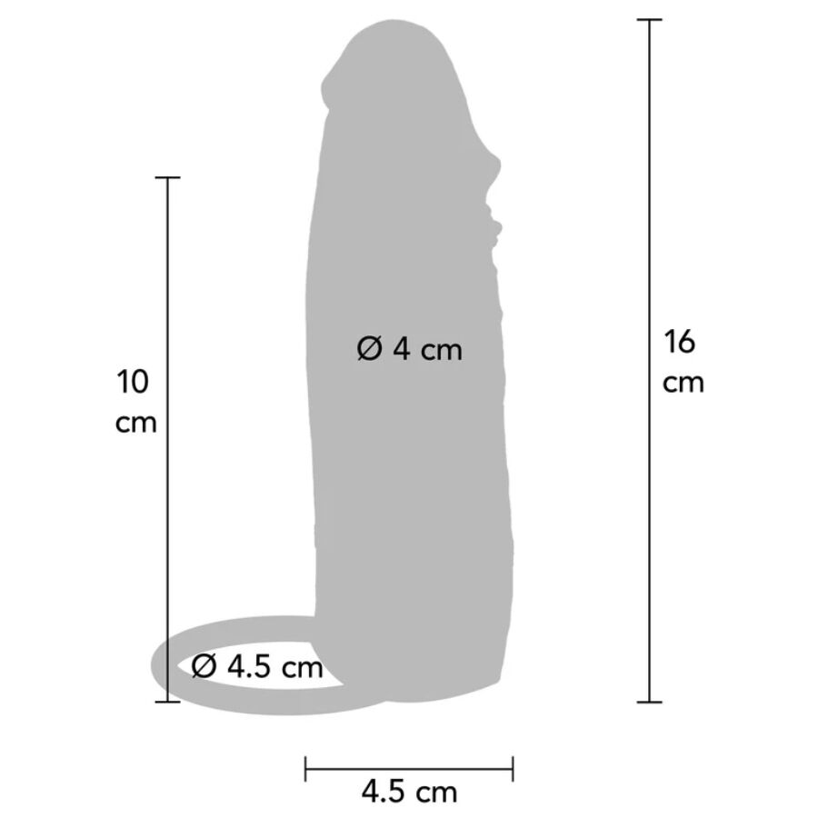 Gaine pénienne silicone double couche lubrifiée 16 cm — emballage
