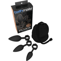 Plug anal Bathmate Kit entraînement anal 3 plugs progressifs — Anal Training Plugs en Silicone noir 10.2 cm vu de face