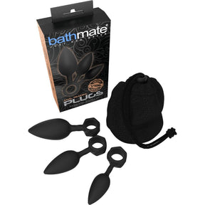 Plug anal Bathmate Kit entraînement anal 3 plugs progressifs — Anal Training Plugs en Silicone noir 10.2 cm vu de face