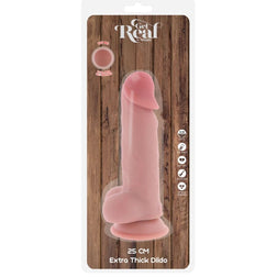 Gode réaliste Extra Thick vue de profil montrant les testicules
