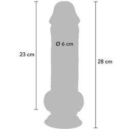 Gode double densité 28 cm avec testicules — emballage