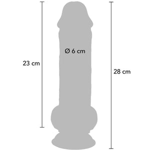 Gode double densité 28 cm avec testicules — emballage