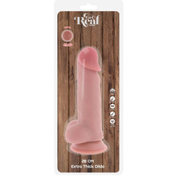 Gode double densité 28 cm avec testicules — vue de profil