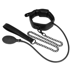 Collier gonflable en cuir végan avec laisse chaîne — vue 2
