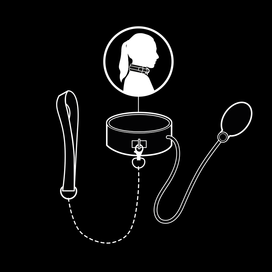 FETISH SUBMISSIVE BONDAGE COLLIER D ETRANGLEMENT GONFLABLE AVEC CHAINE