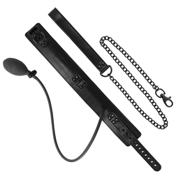 Collier gonflable en cuir végan avec laisse chaîne — vue 7