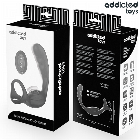 Cockring double vibrant avec stimulateur prostate — vue détaillée