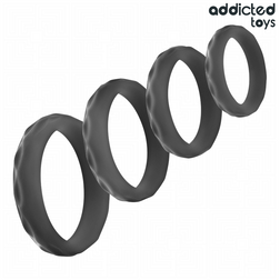 Set de 4 cockrings texturés silicone — vue détaillée