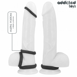 Set de 4 cockrings texturés silicone — gros plan