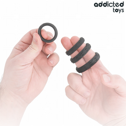 Set de 4 cockrings texturés silicone — vue de profil